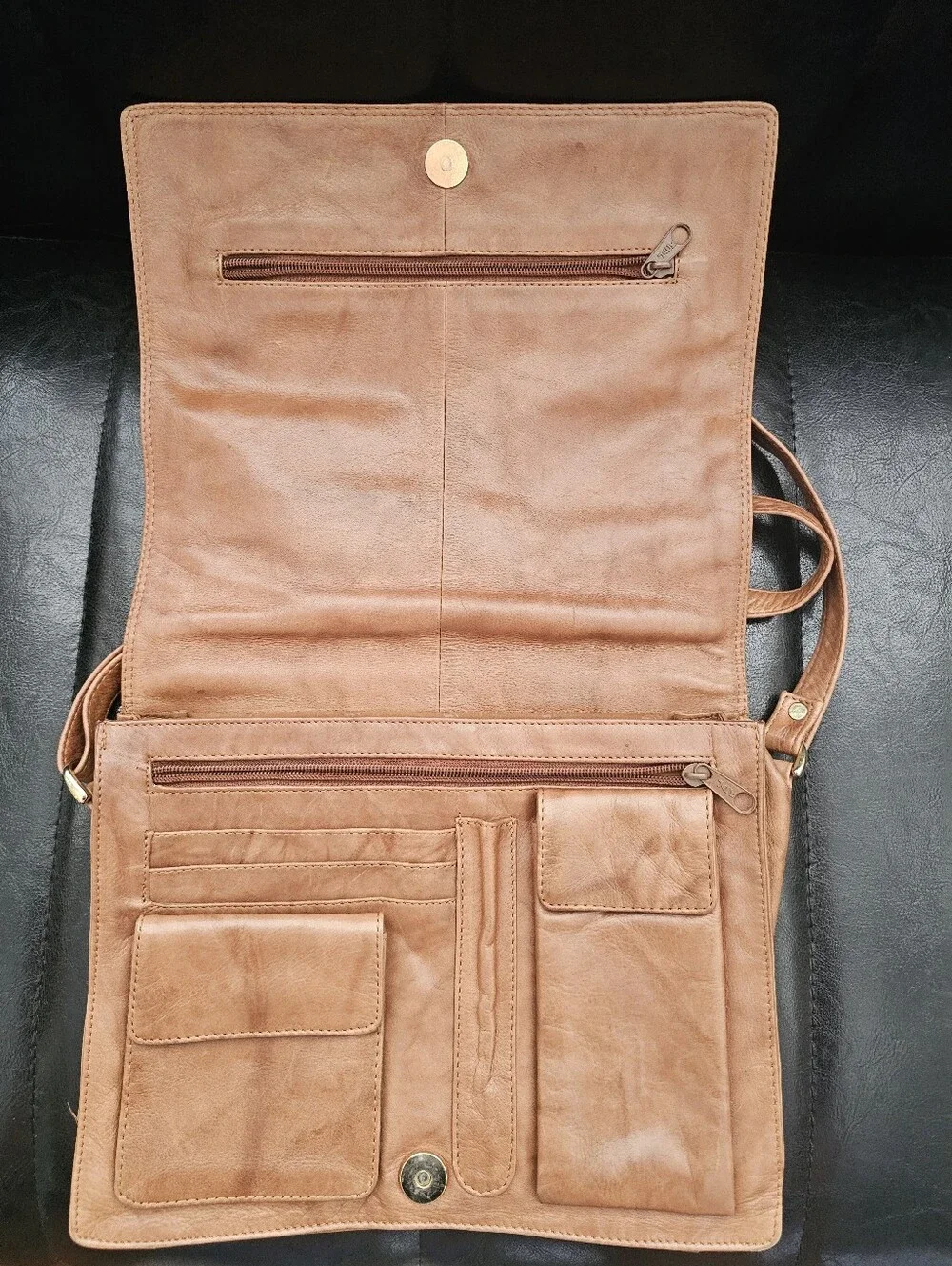 Sirco Tan Leather Crossbody Bag - Classic Minimal Design, Multiple Compartments